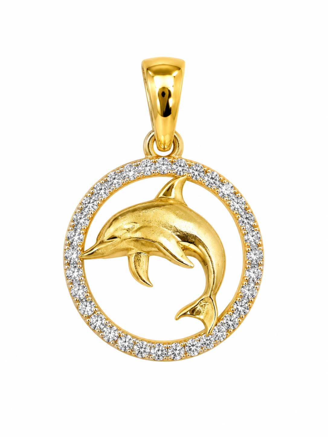 22KT Gold Dolphin Stone Pendant