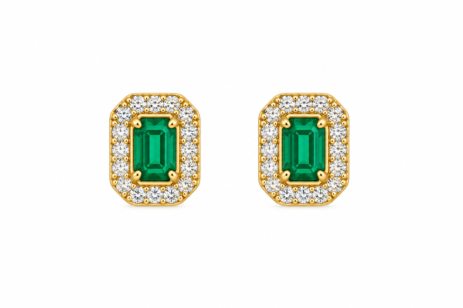 22KT Gold Green Stone Earrings