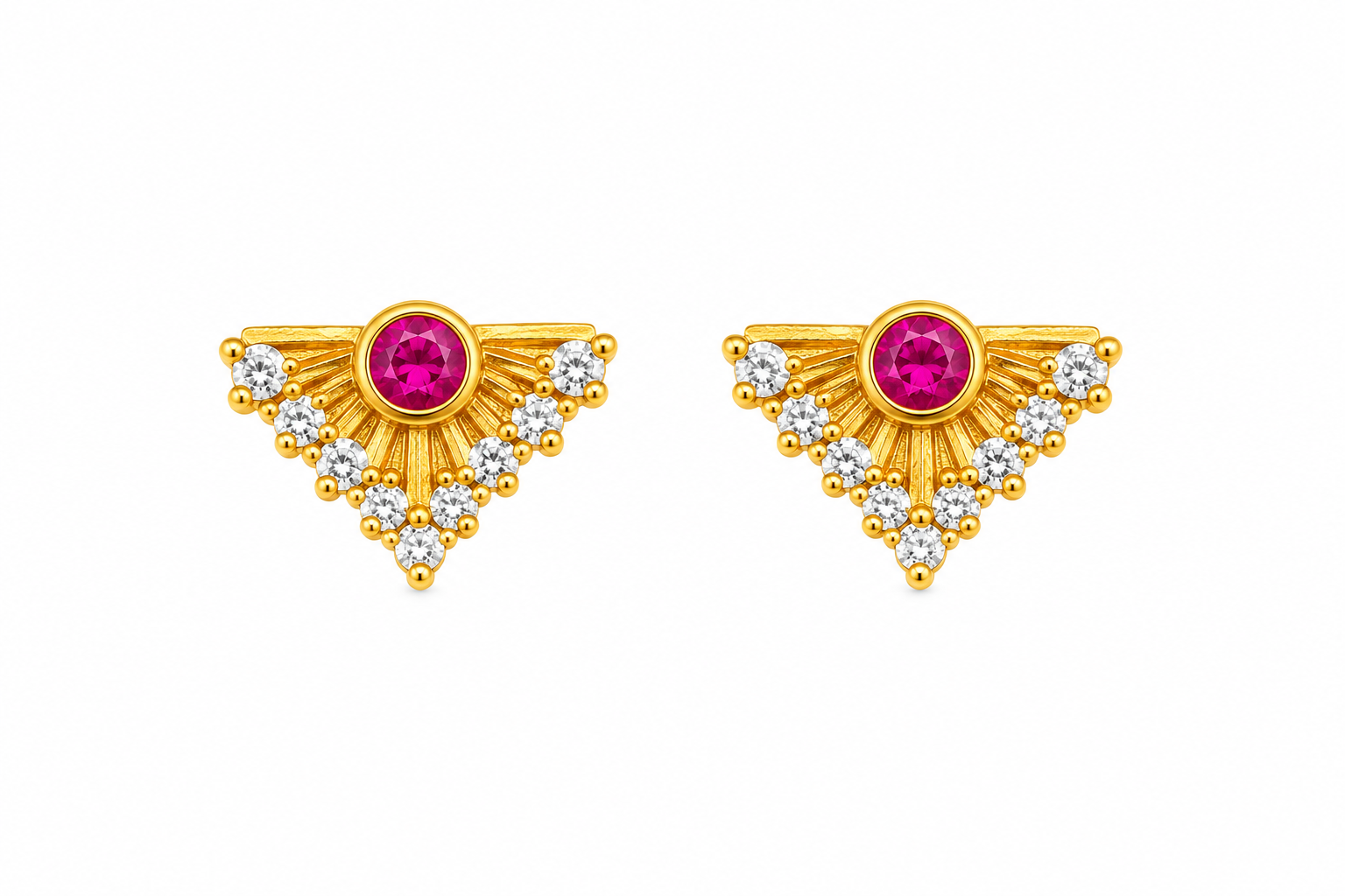 22KT Gold Pink Stone Stud Earrings