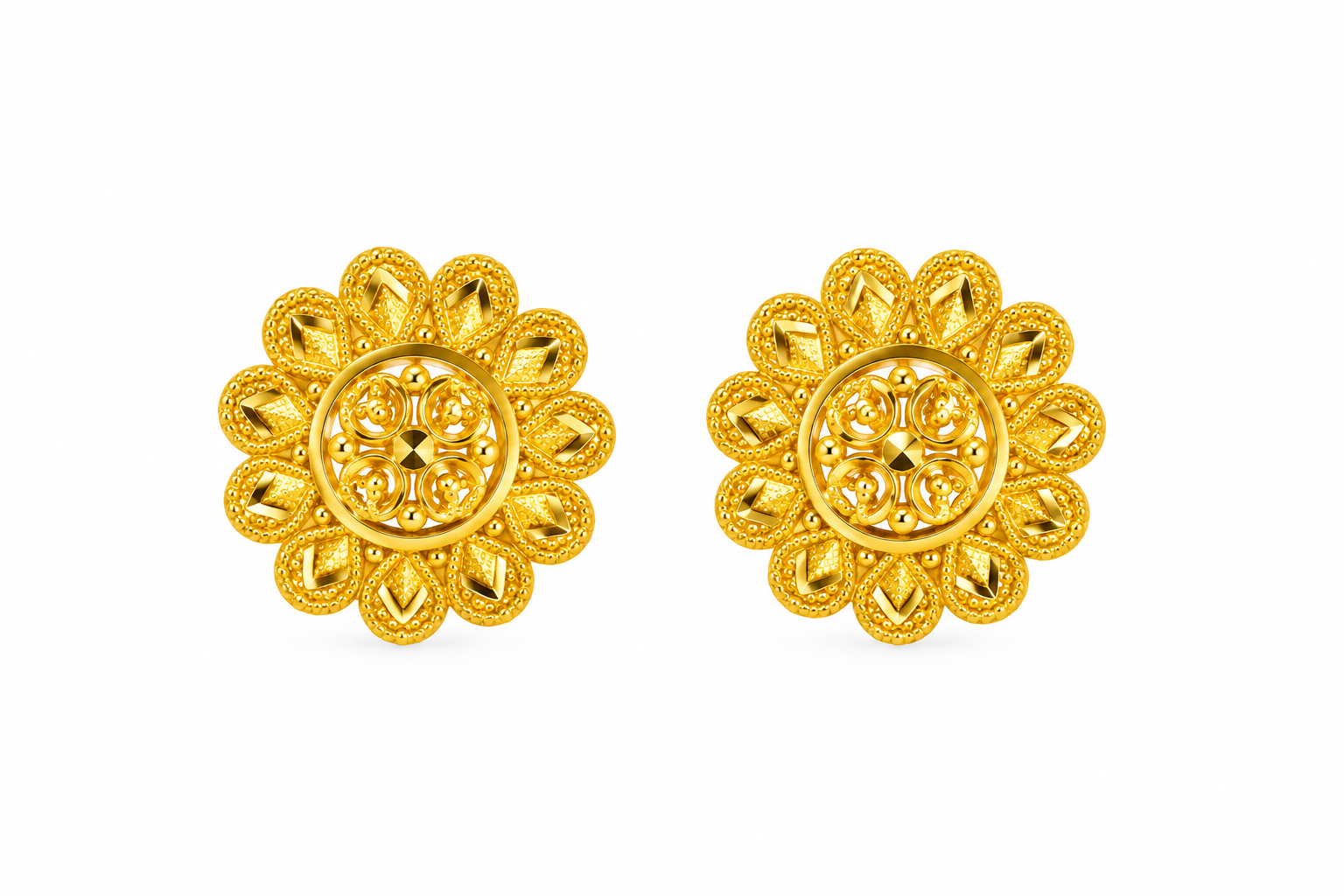 22KT Gold Traditional Stud Earrings